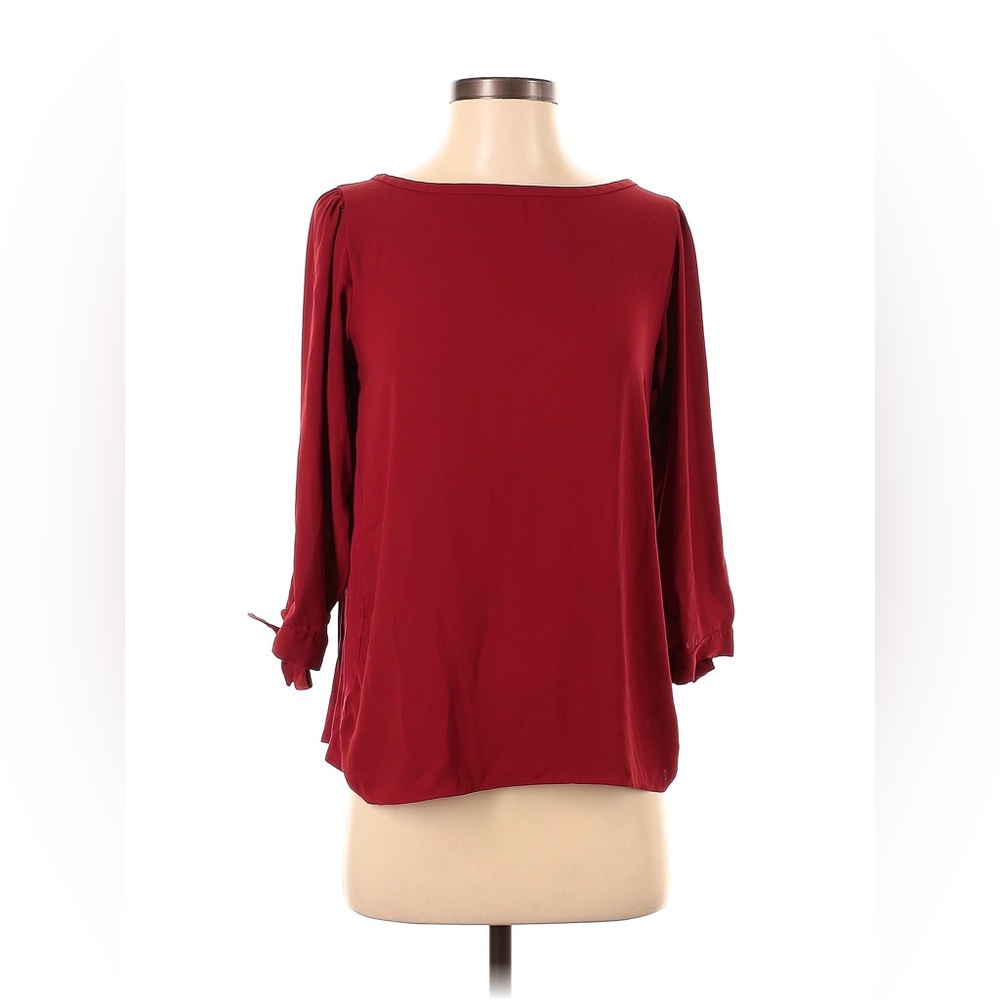 Loft Red Long Sleeve Shirt with Tie Cuffs, M